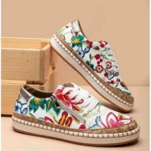 Milegestic Women Fashion Color Matching Ethnic Style Printed Sneakers