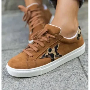 Milegestic Women Fashion Round Toe Lace-Up Canvas Sneakers