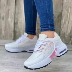 Milegestic Women Fashion Round Toe Lace Up Mesh Breathable Sneakers