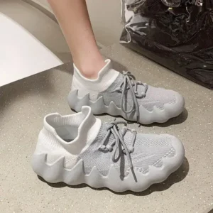 Milegestic Women Fashion Round ToeWomen Fashion Round Toe Octopus Fly Woven Sneakers Shallow Cut Print Lace Up Flat Sneakers